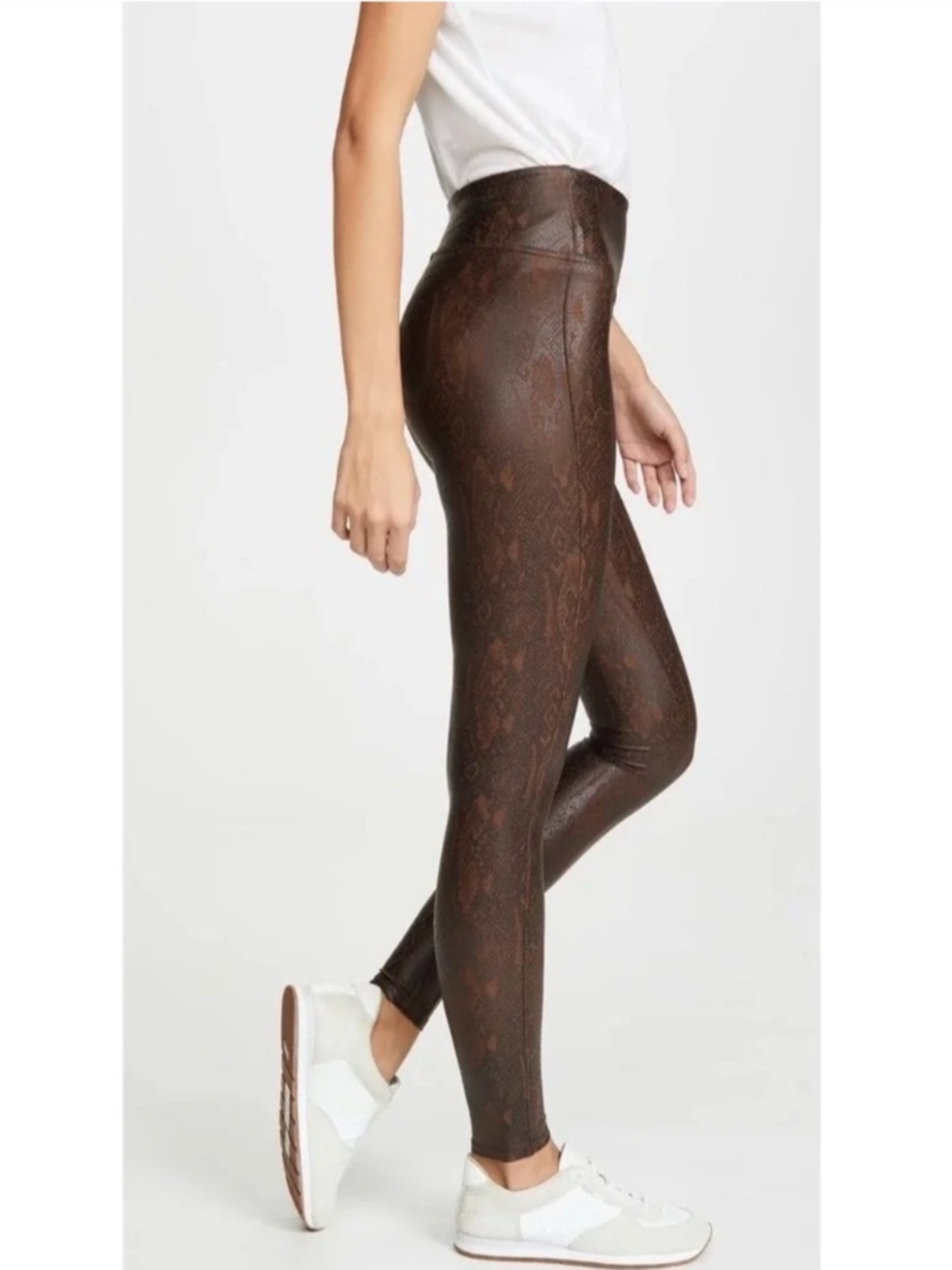 NEW! Spanx Faux Leather Snakeskin Brown Leggings Size Small/Petite